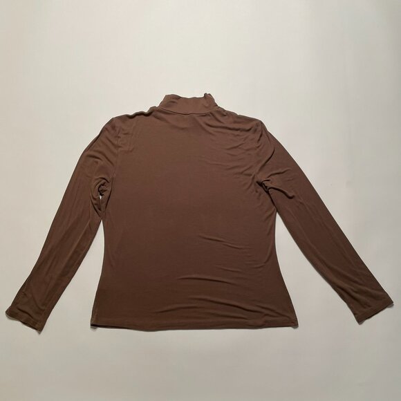 Curvy Size 2X! Cocoa Brown Turtleneck Top | Sleek Layering for Fall Capsules - Picture 8 of 10